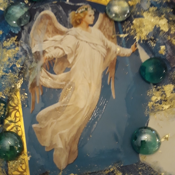 Angel Collage 8x10 mixed media on canvas "Celestia" Brand new Inspiratonal Art - Picture 4 of 4
